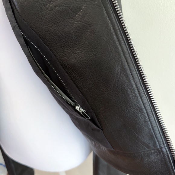 RICK OWENS BLACK LEATHER SILVER ZIP UP MOTORCYCLE MOTO BIKER JACKET - Picture 13 of 16